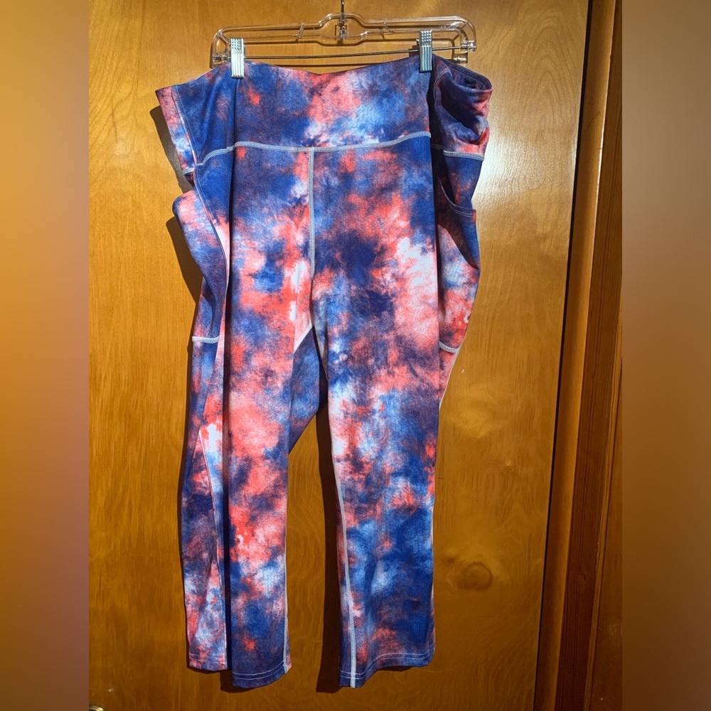 tek gear Blue and Pink Tie-Dye Workout Leggings